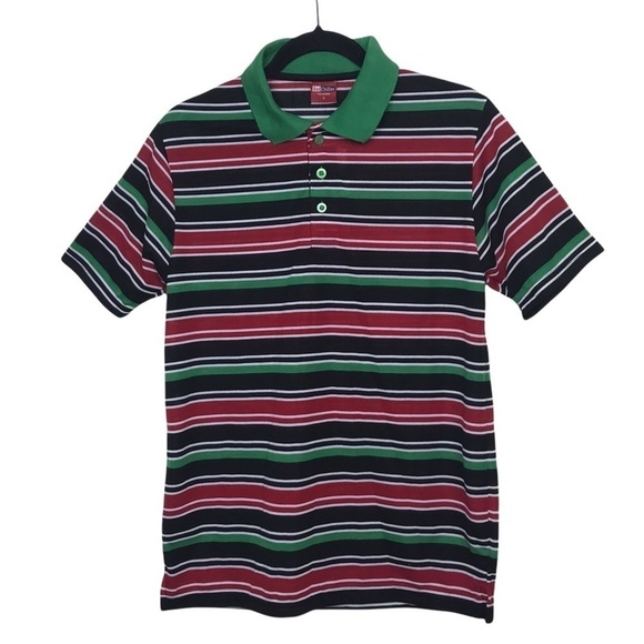 Vintage Red Chillies Green Red Stripe Short Sleeve Polo Shirt - Picture 1 of 8